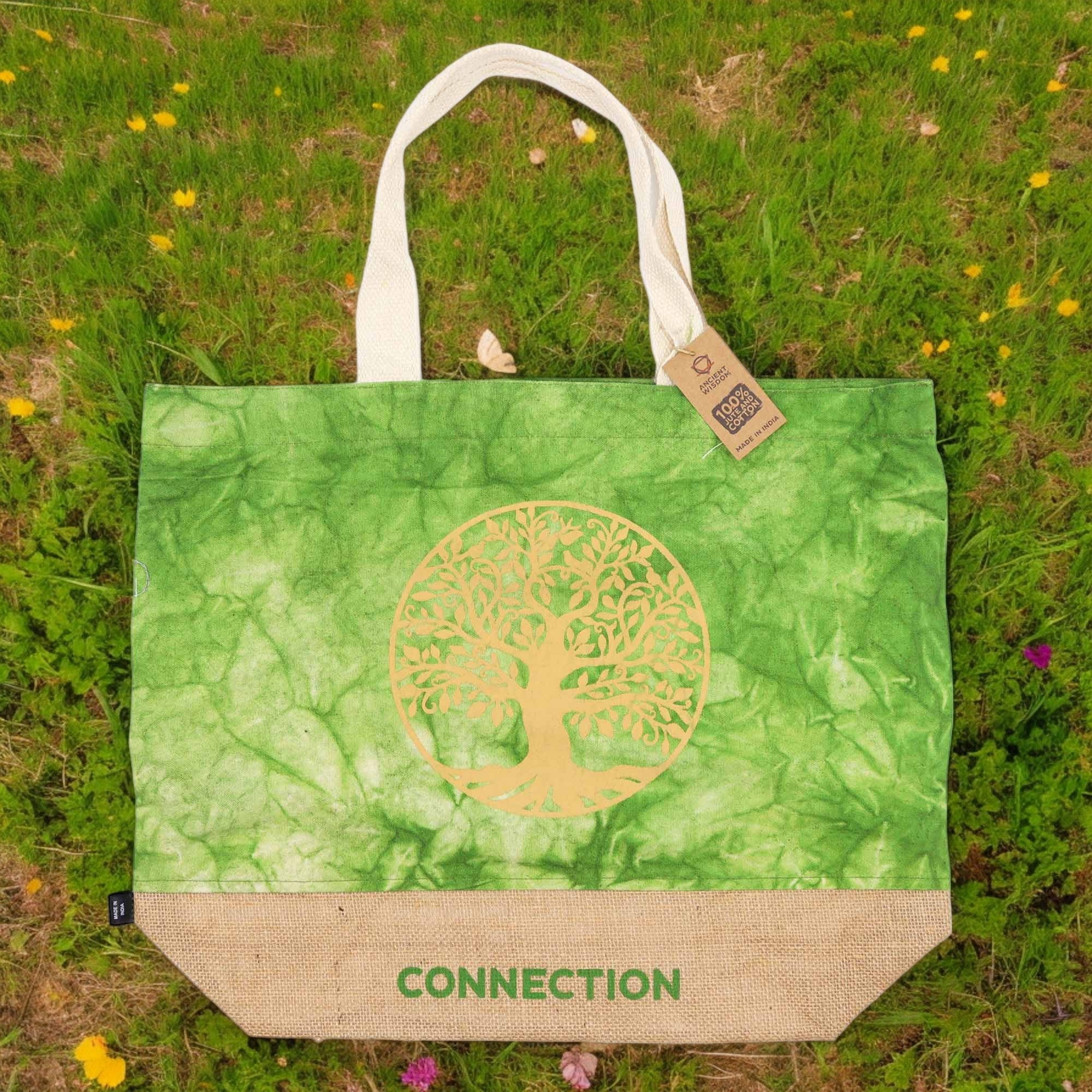All Natural Bag – Green Stonewash – Tree of Life: A Symbol of Connection & Sustainability