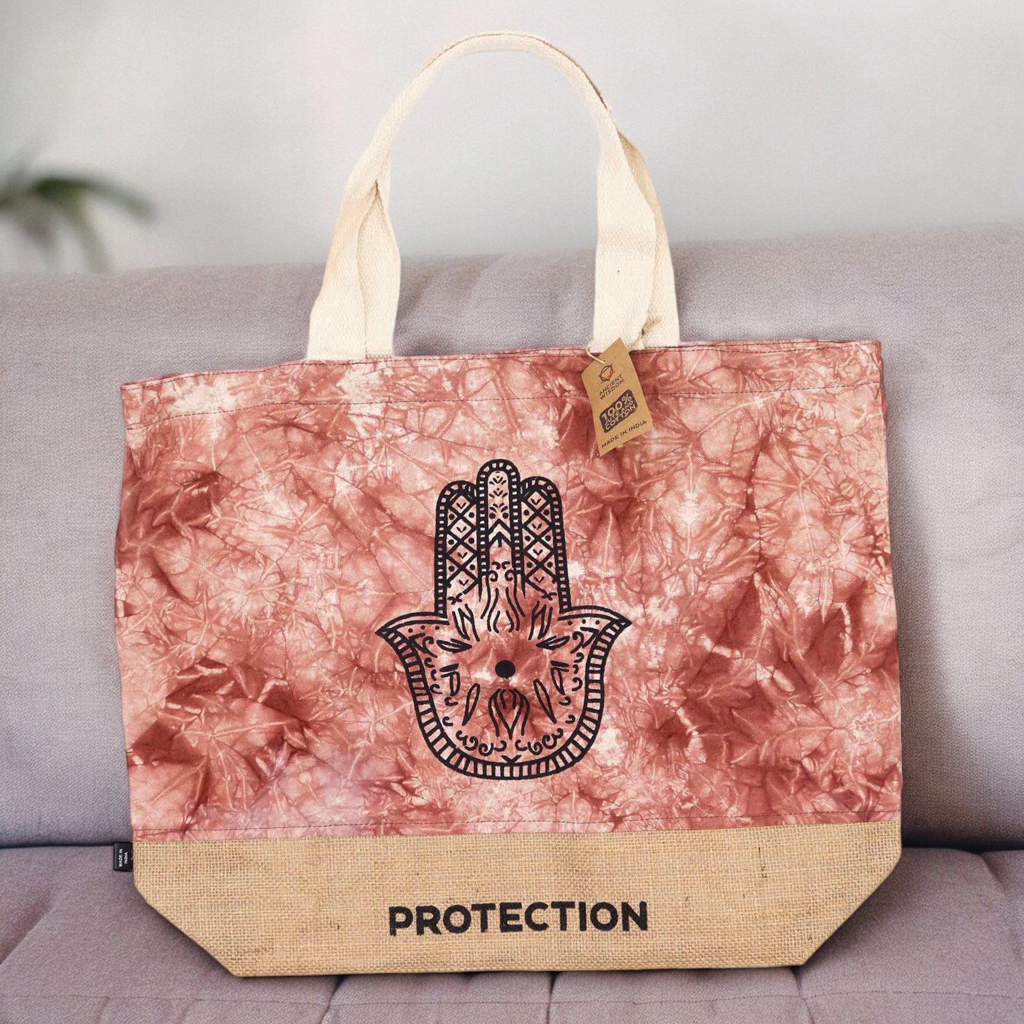 All Natural Bag – Terracotta Stonewash – Hamsa: A Symbol of Protection & Strength